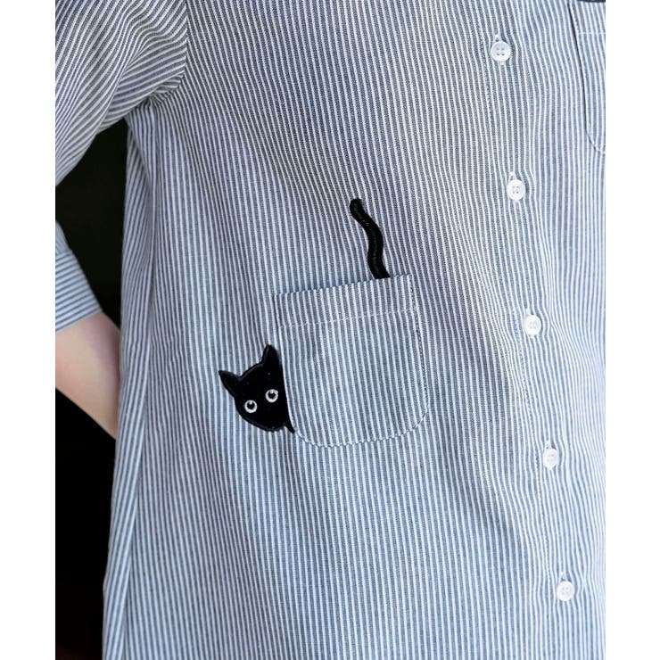 ねこだらけ３ポケット７分袖シャツチュニック | rps | 詳細画像21 