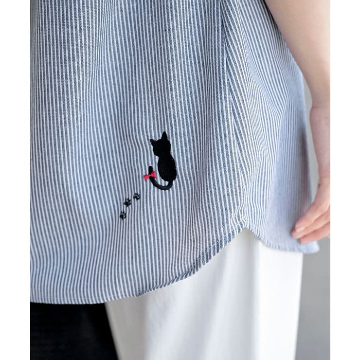 ねこだらけ３ポケット７分袖シャツチュニック | rps | 詳細画像22 