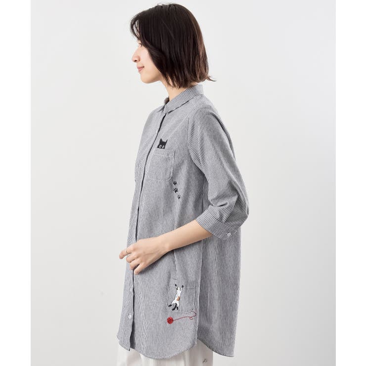 ねこだらけ３ポケット７分袖シャツチュニック | rps | 詳細画像23 