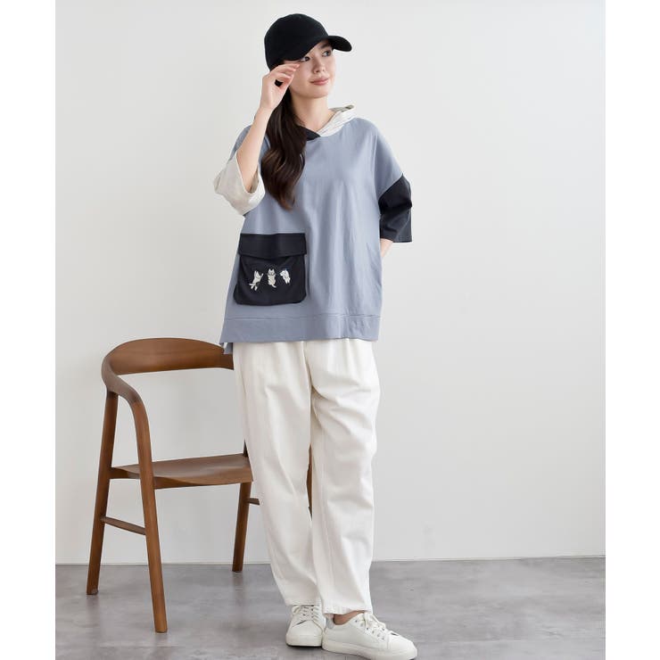 キャット刺繍３配色パーカーＴシャツ | rps | 詳細画像19 