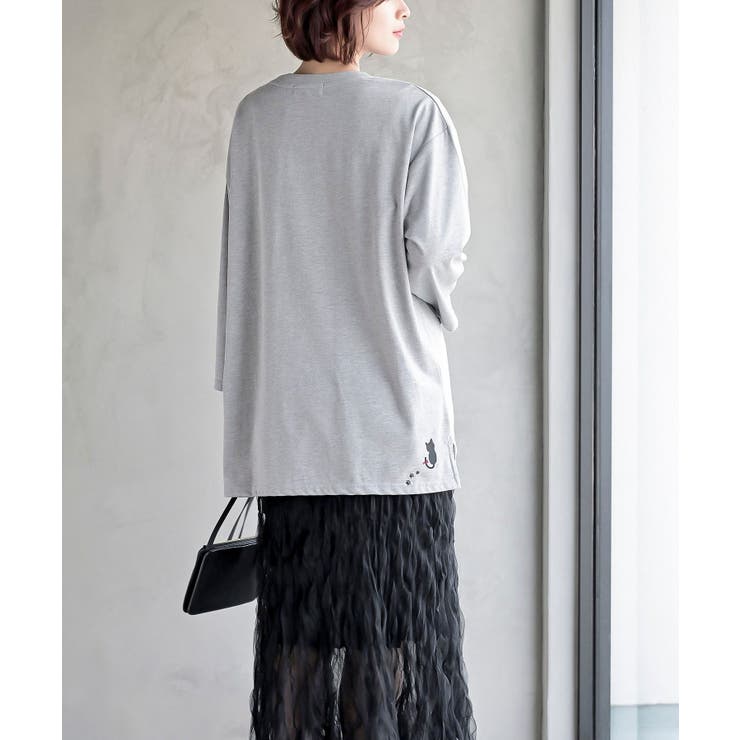 ねこだらけ3ポケット刺繍8分袖Tシャツ[品番：RPSW0003219]｜rps
