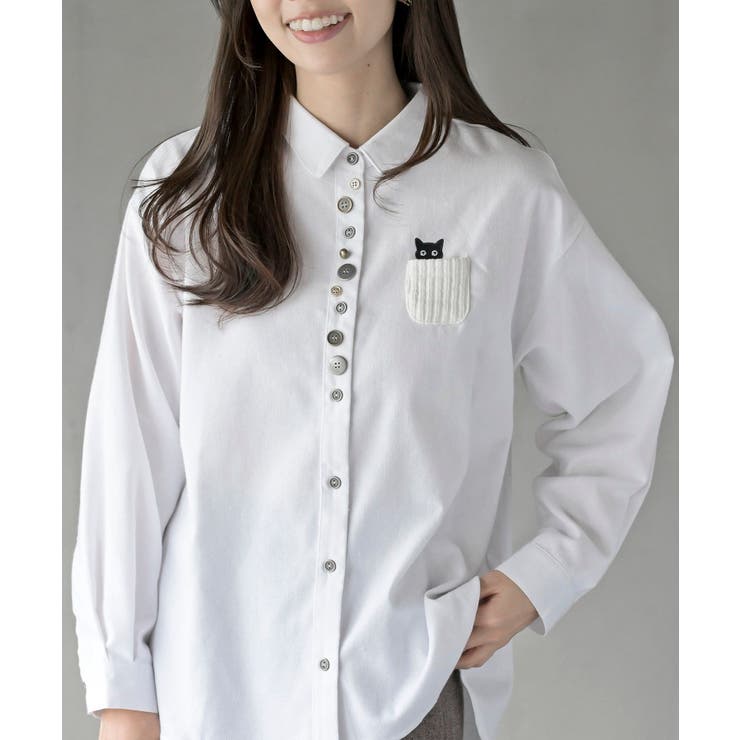 オフホワイト | 多釦キャットシャツ | rps
