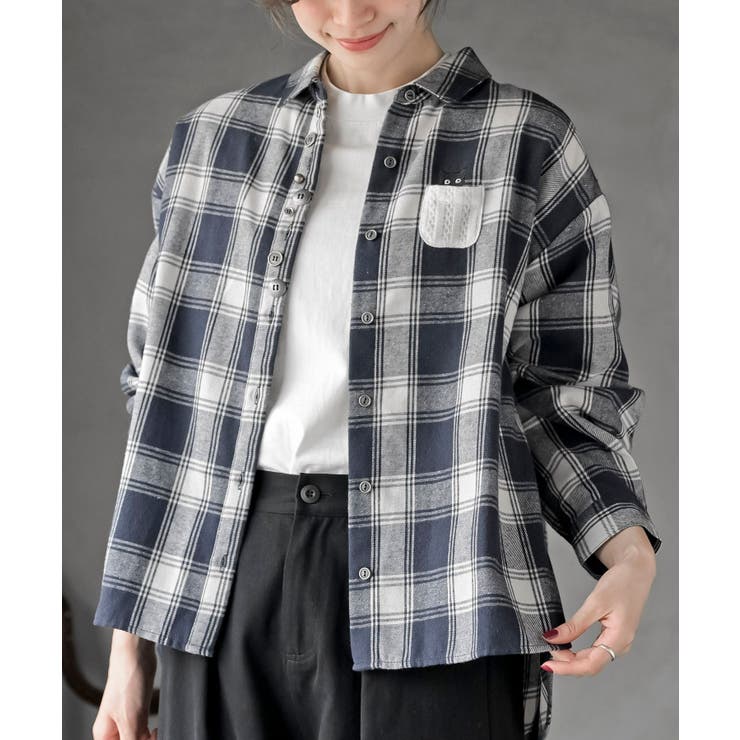 ネイビー | 多釦キャットシャツ | rps