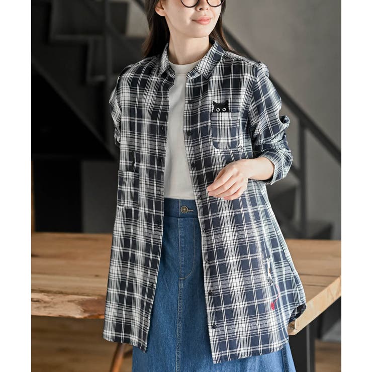 ねこだらけ３ポケットシャツチュニック | rps | 詳細画像1 