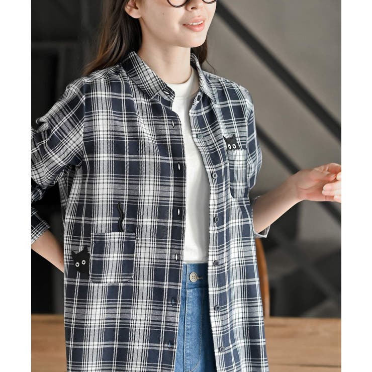 ねこだらけ３ポケットシャツチュニック | rps | 詳細画像14 