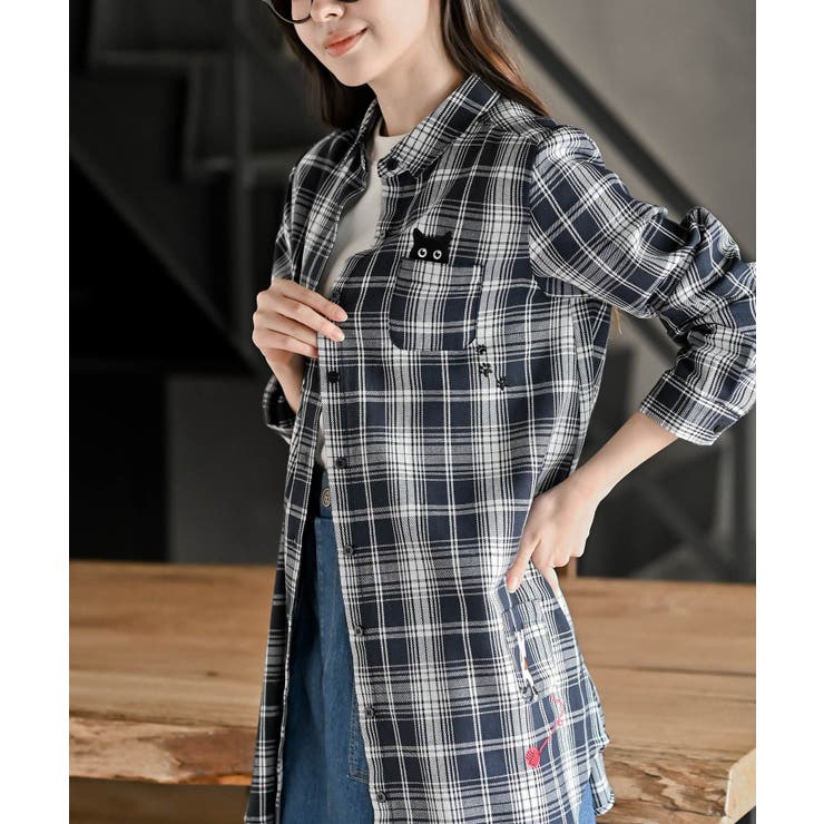 ねこだらけ３ポケットシャツチュニック | rps | 詳細画像15 