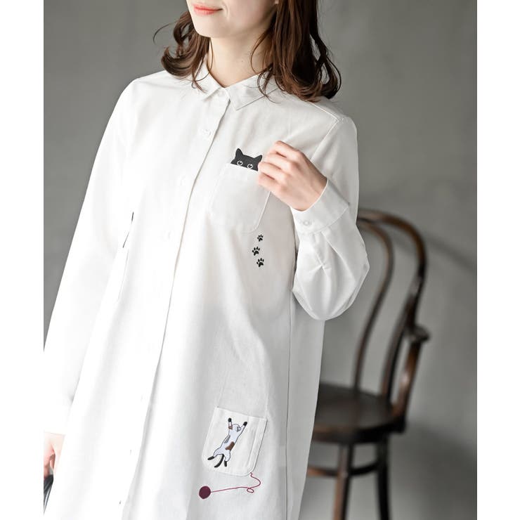 ねこだらけ３ポケットシャツチュニック | rps | 詳細画像22 