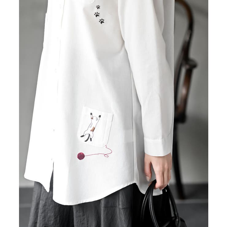 ねこだらけ３ポケットシャツチュニック | rps | 詳細画像25 