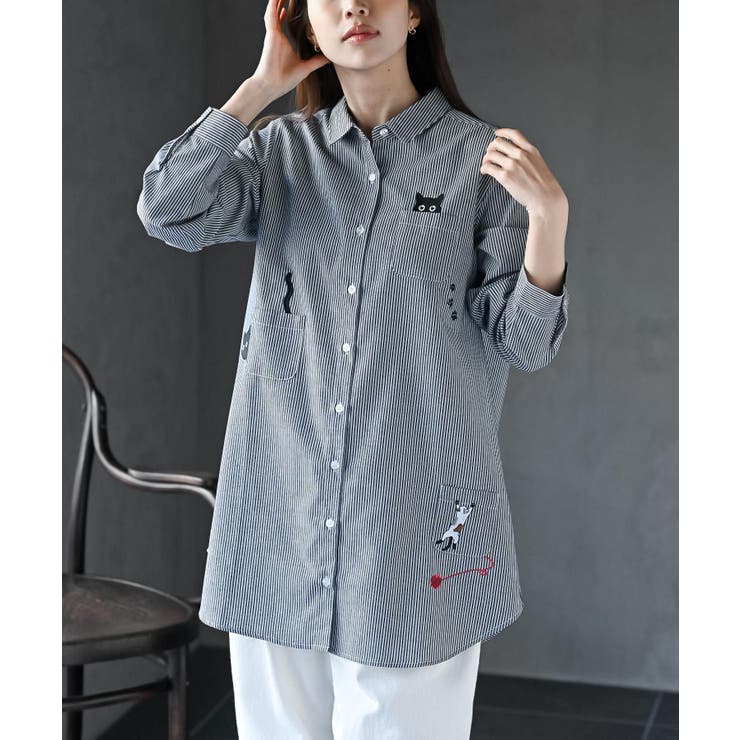 ねこだらけ３ポケットシャツチュニック | rps | 詳細画像3 