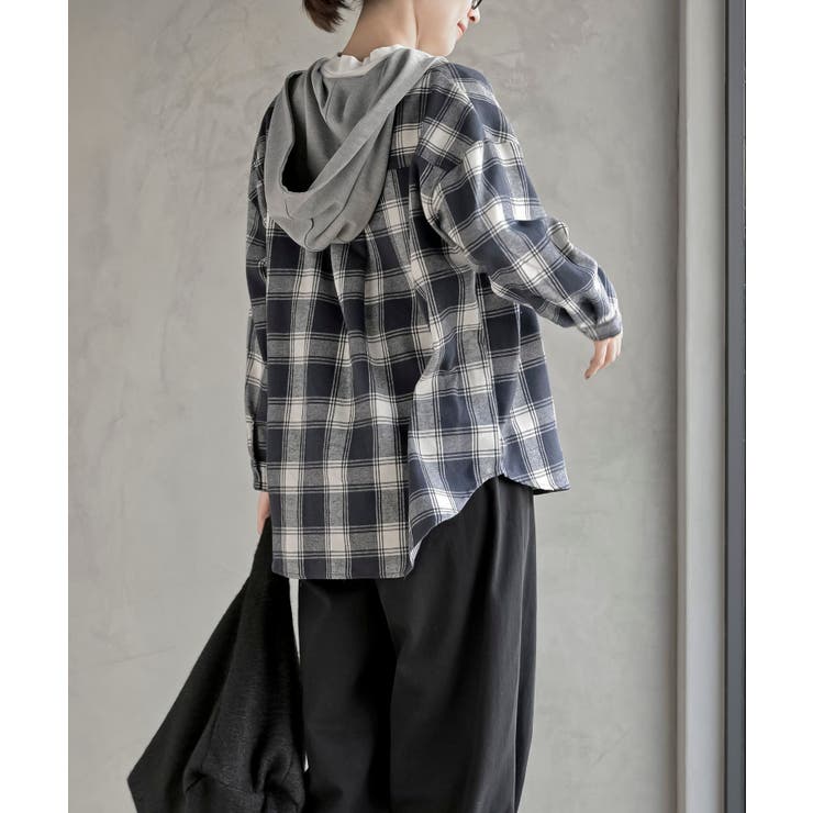 ポケットキャットフード付きチェックシャツ | rps | 詳細画像12 