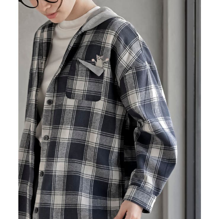 ポケットキャットフード付きチェックシャツ | rps | 詳細画像14 