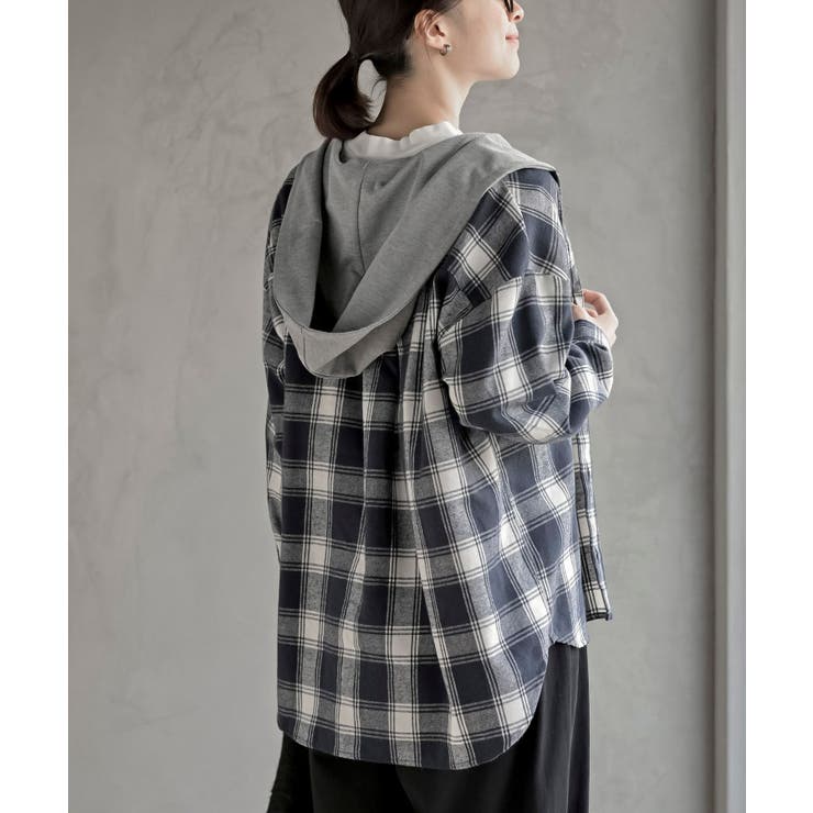 ポケットキャットフード付きチェックシャツ | rps | 詳細画像15 