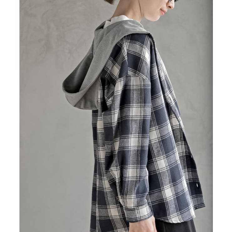 ポケットキャットフード付きチェックシャツ | rps | 詳細画像16 