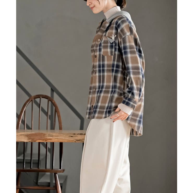 ポケットキャットフード付きチェックシャツ | rps | 詳細画像19 