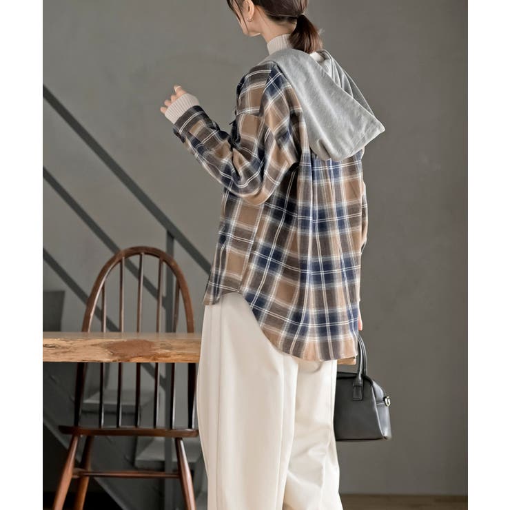 ポケットキャットフード付きチェックシャツ | rps | 詳細画像20 