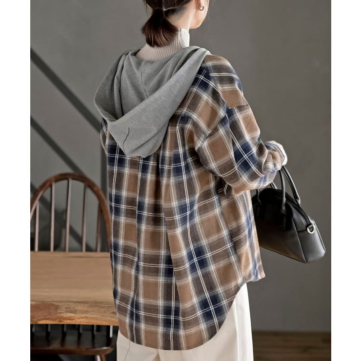 ポケットキャットフード付きチェックシャツ | rps | 詳細画像24 