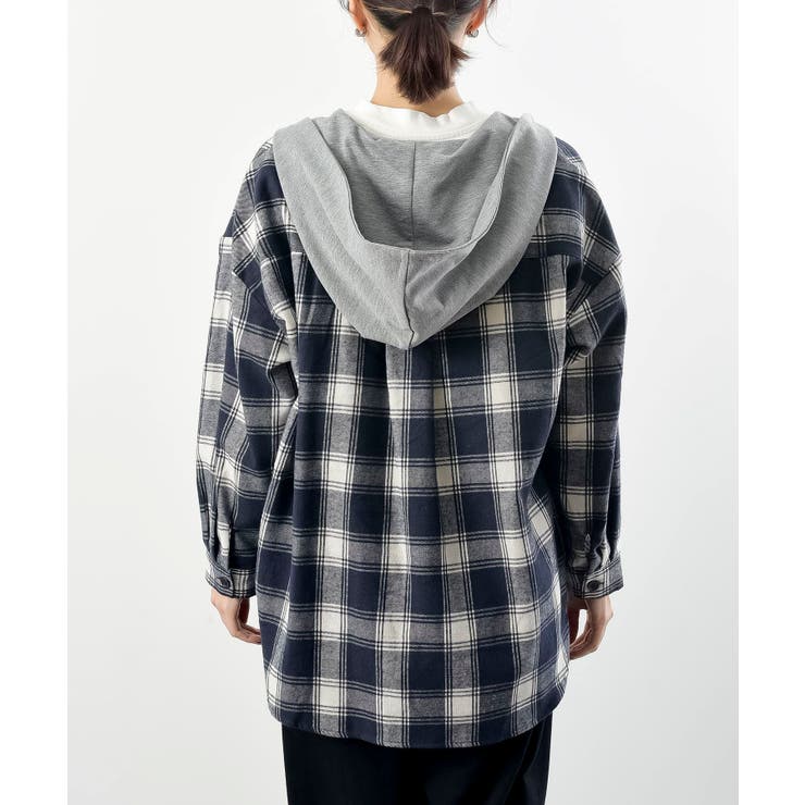 ポケットキャットフード付きチェックシャツ | rps | 詳細画像28 