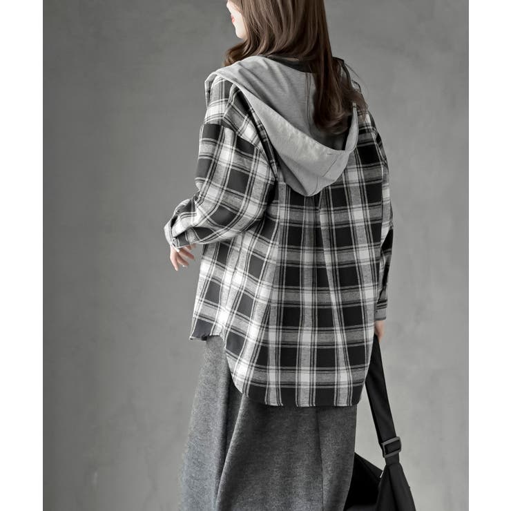 ポケットキャットフード付きチェックシャツ | rps | 詳細画像4 