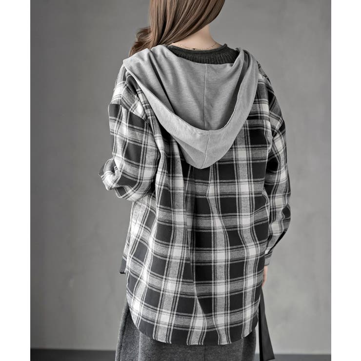 ポケットキャットフード付きチェックシャツ | rps | 詳細画像7 