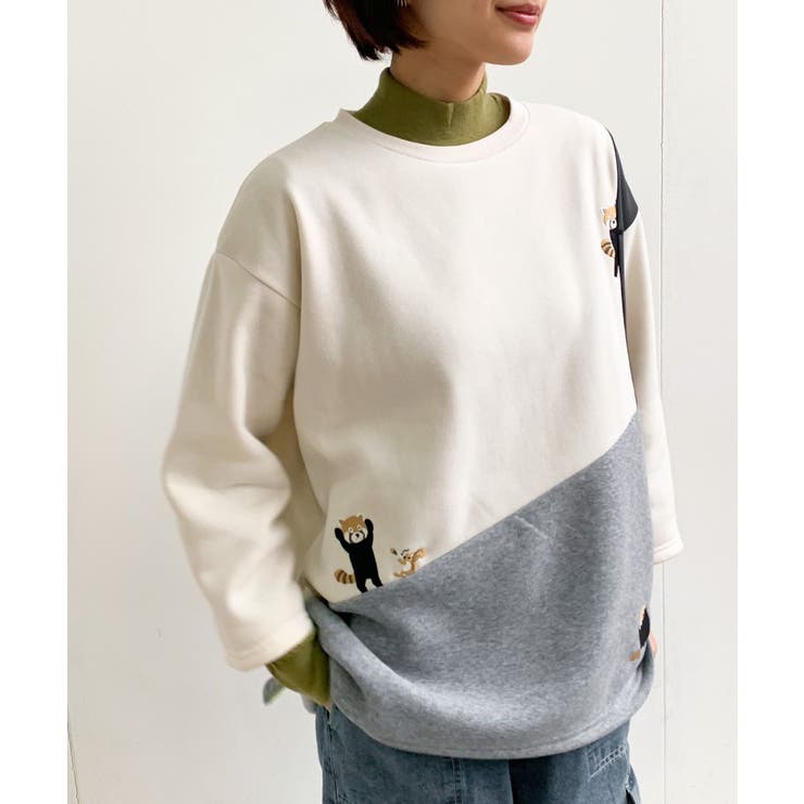 3配色切替刺繍裏起毛プルオーバー[品番：RPSW0003359]｜rps