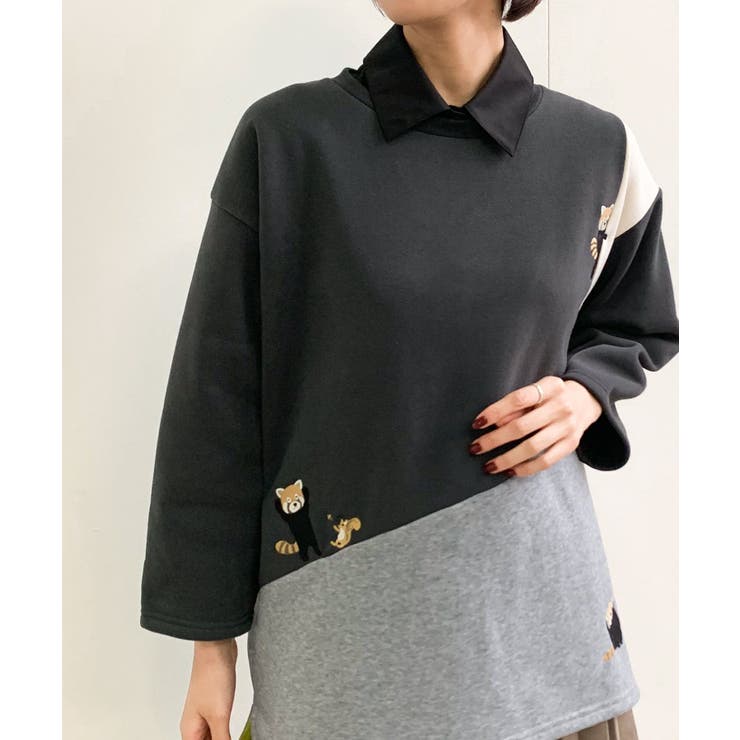 3配色切替刺繍裏起毛プルオーバー[品番：RPSW0003359]｜rps