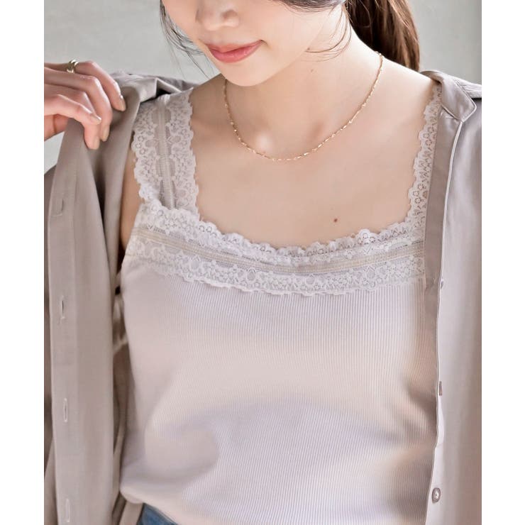 スクエアーネックレースキャミタンクトップ[品番：RPSW0000275