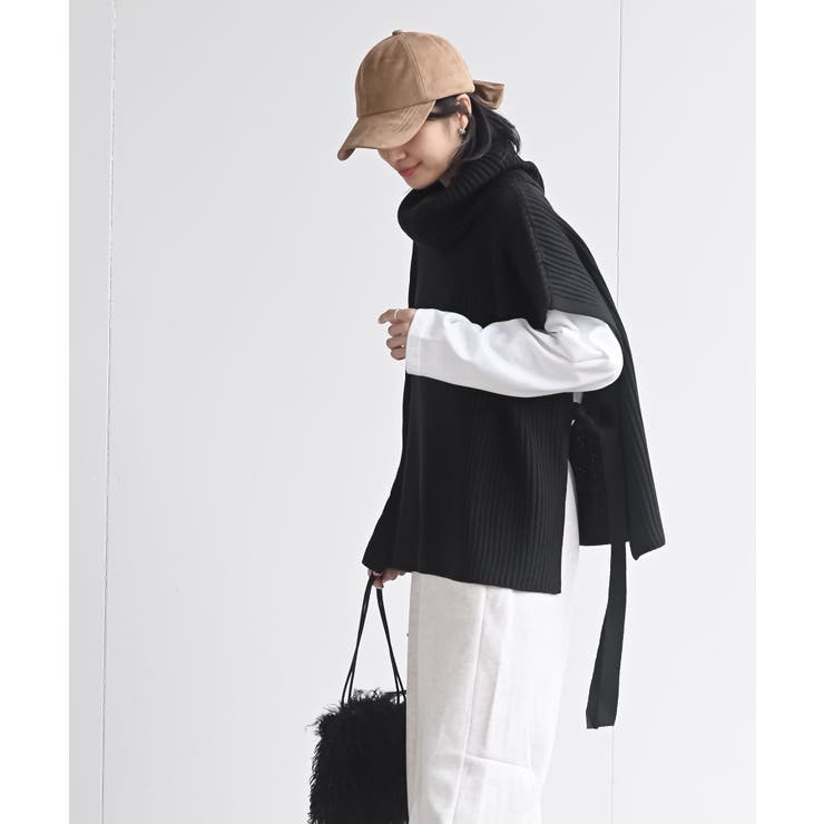 サイドリボンタートルリブニットベスト | rps | 詳細画像11 