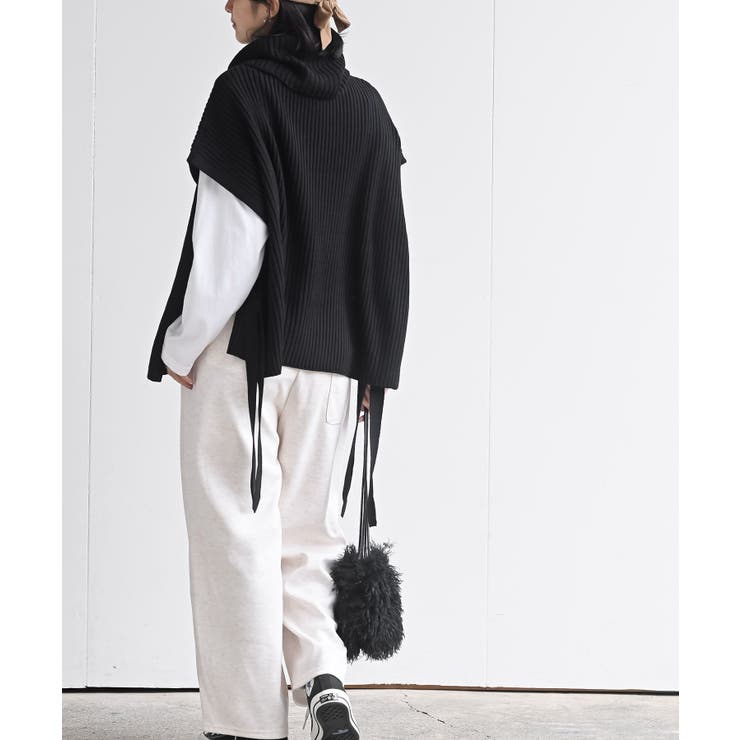 サイドリボンタートルリブニットベスト | rps | 詳細画像12 