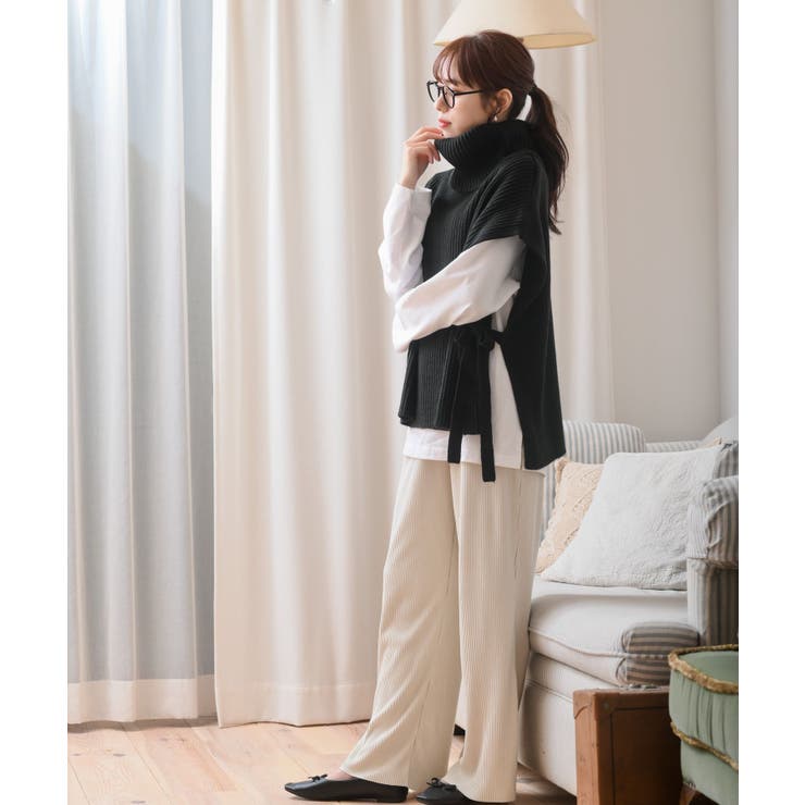 サイドリボンタートルリブニットベスト | rps | 詳細画像19 