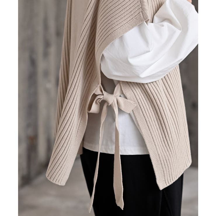 サイドリボンタートルリブニットベスト | rps | 詳細画像27 