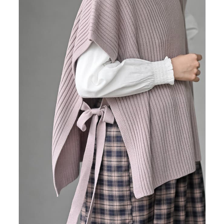 サイドリボンタートルリブニットベスト | rps | 詳細画像35 