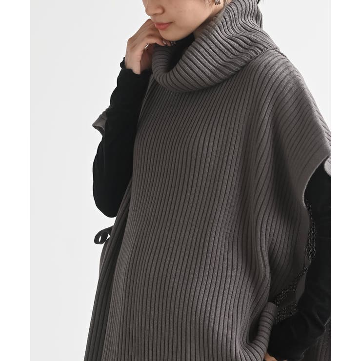 サイドリボンタートルリブニットベスト | rps | 詳細画像7 