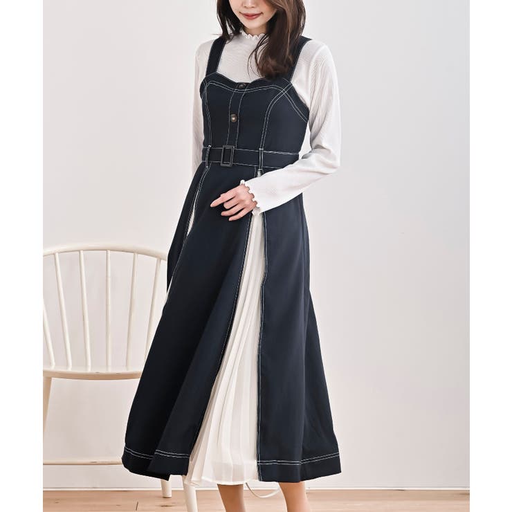 ネイビー | シフォンプリーツ切替ジャンスカ | rps