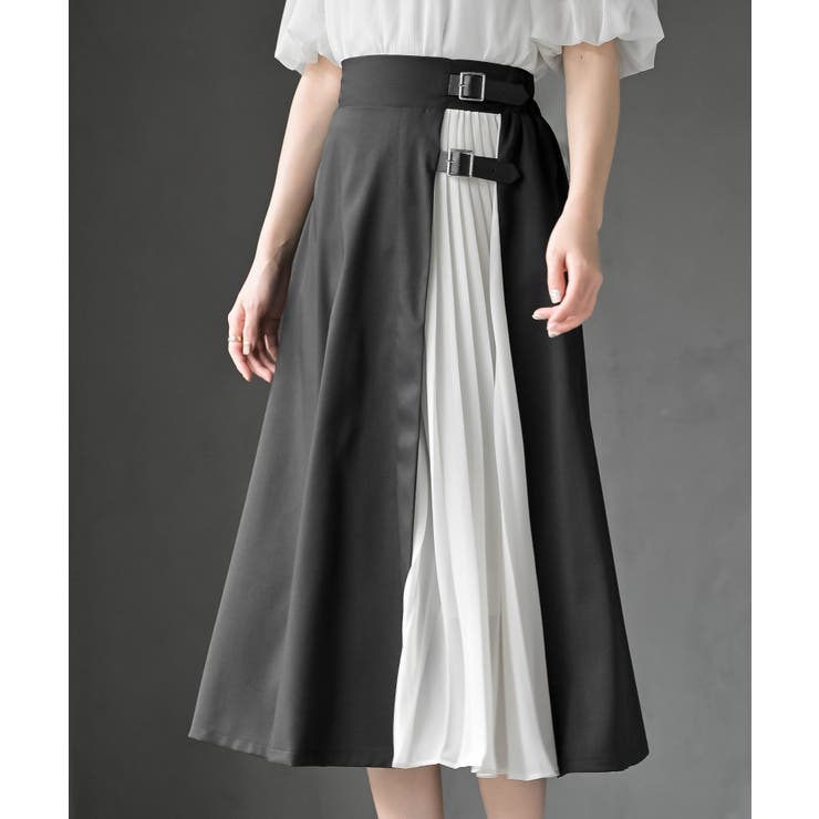 ブラック | シフォン切替ラップスカート | rps