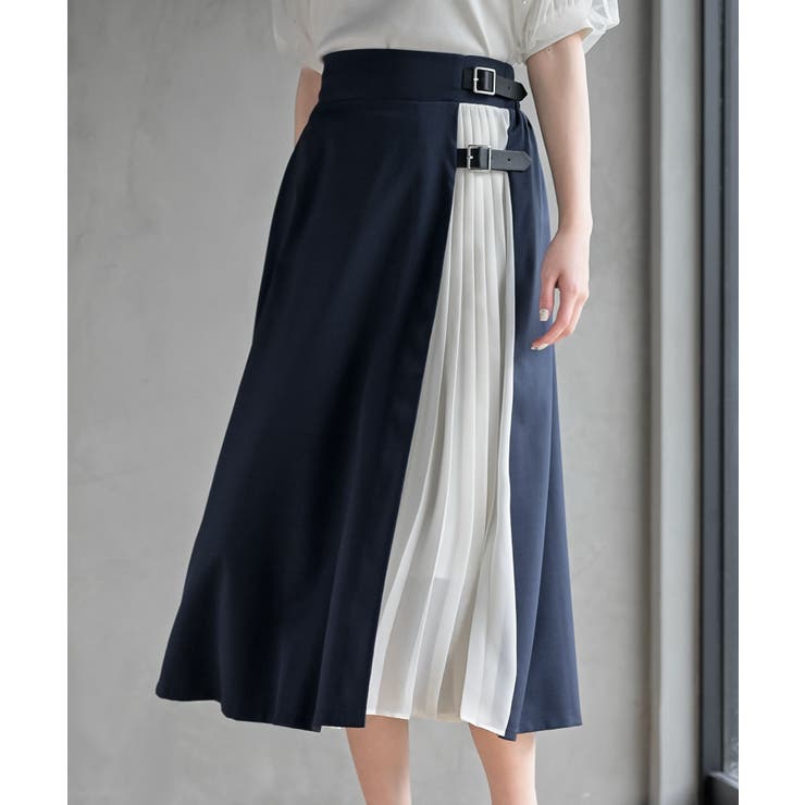 ネイビー | シフォン切替ラップスカート | rps