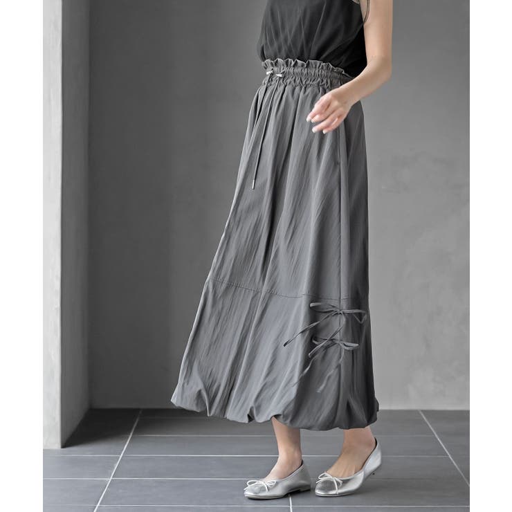 サイドリボンワッシャーバルーンロングスカート | rps | 詳細画像19 