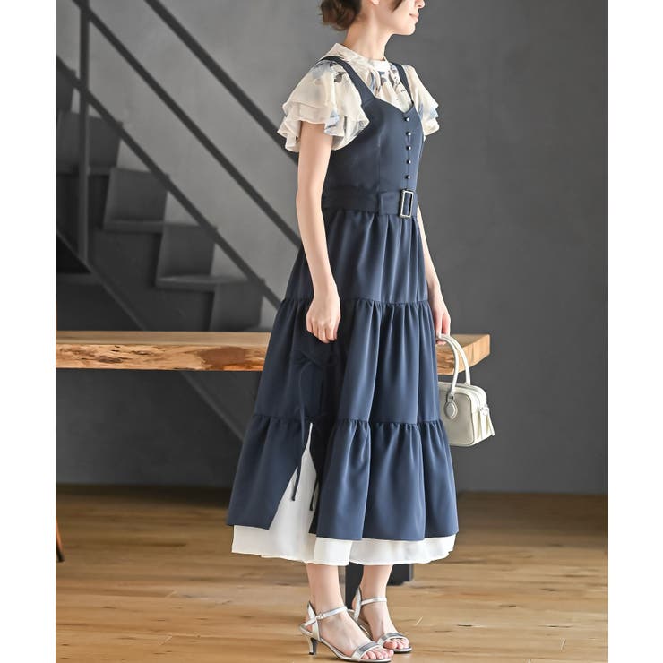 サイドリボンシフォンレイヤーティアードジャンスカ | rps | 詳細画像21 