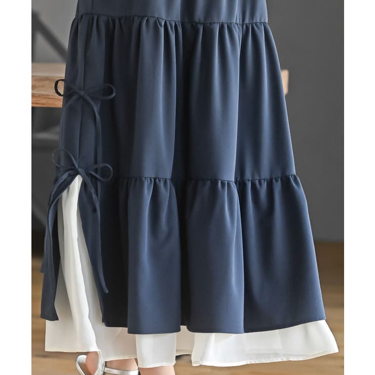 サイドリボンシフォンレイヤーティアードジャンスカ | rps | 詳細画像26 