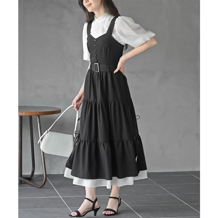 サイドリボンシフォンレイヤーティアードジャンスカ | rps | 詳細画像3 