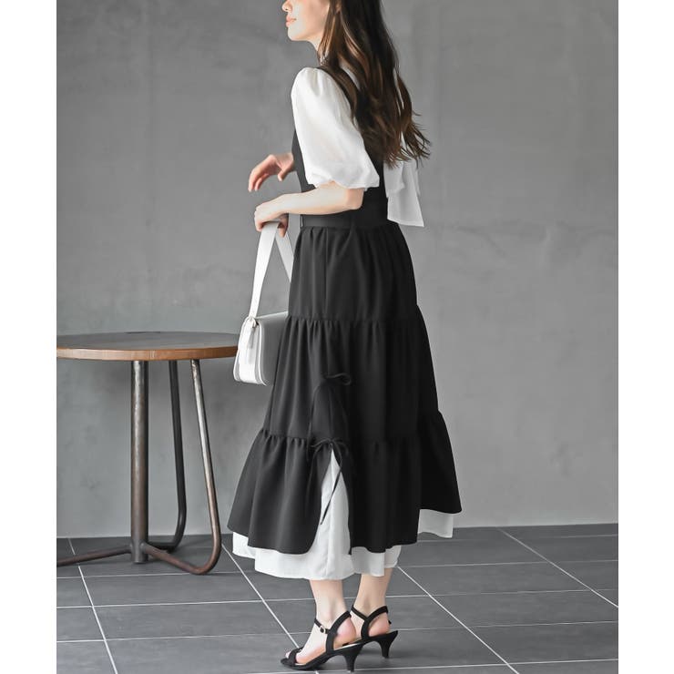 サイドリボンシフォンレイヤーティアードジャンスカ | rps | 詳細画像4 