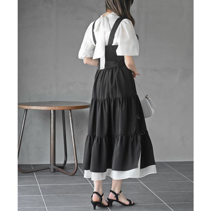 サイドリボンシフォンレイヤーティアードジャンスカ | rps | 詳細画像5 