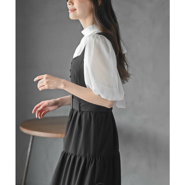 サイドリボンシフォンレイヤーティアードジャンスカ | rps | 詳細画像7 