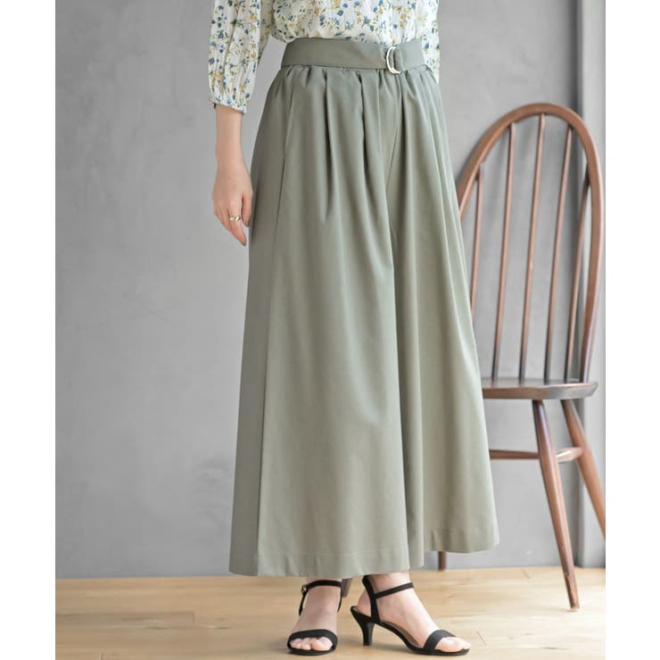 カーキ | 麻混タックワイドパンツ | rps