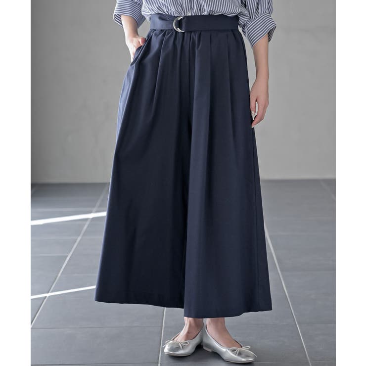 ネイビー | 麻混タックワイドパンツ | rps