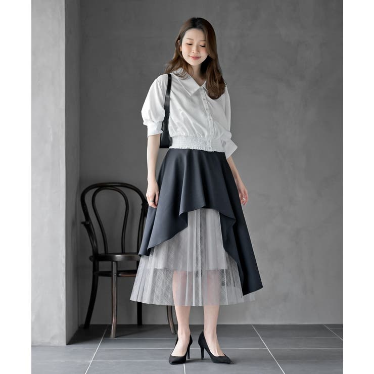 異素材切替ラッフルスカート | rps | 詳細画像19 