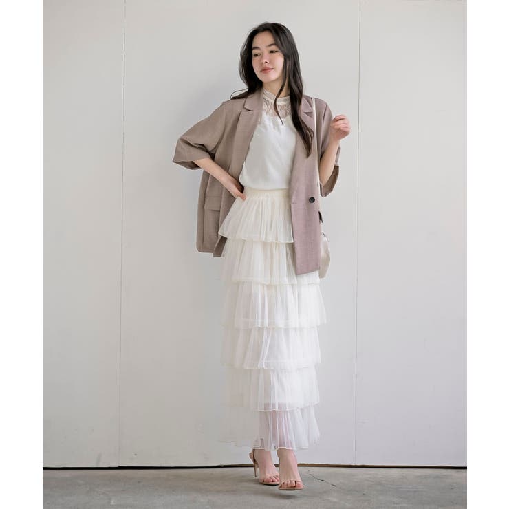 ６段ティアードチュールロングスカート | rps | 詳細画像10 