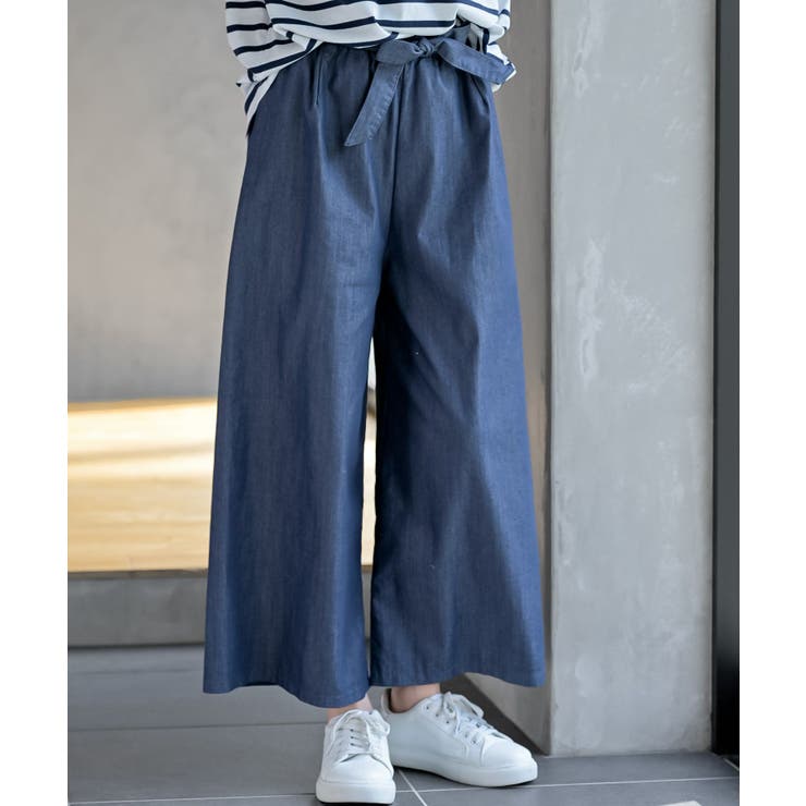 ネイビー | スラブデニムクロプトワイドパンツ | rps