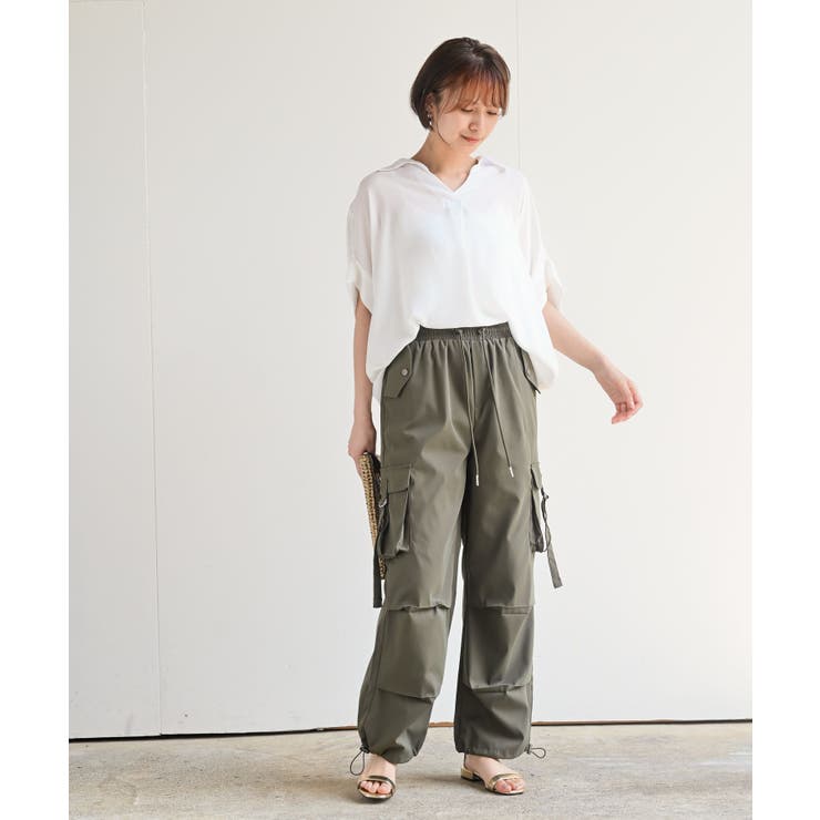 エリザベッタ フランキ パラッツォパンツ ロゴリボン ポケット Y's BORN PRODUCT] COTTON TWILL CUFFED HEM CARGO PANTS(XS