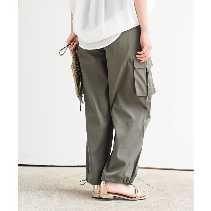 エリザベッタ フランキ パラッツォパンツ ロゴリボン ポケット ライン ブラック（黒）系 ELISABETTA FRANCHI(エリザベッタ