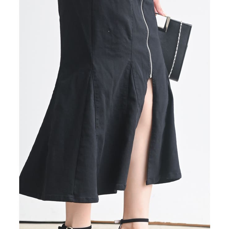 ストレッチデニムZIP前開きマーメイドスカート[品番：RPSW0002817